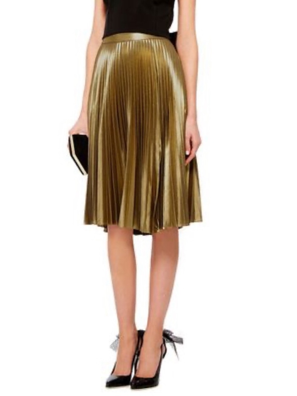 A.L.C. Gates Gold Pleated Skirt 0